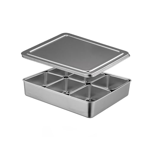 Doveja Stainless Steel Yakumi Weed Condiment Containers, 6 Divided Bats, Commercial Seasoning Storage, Stainless Steel, Hygienic, Seasoning Stocker (6...