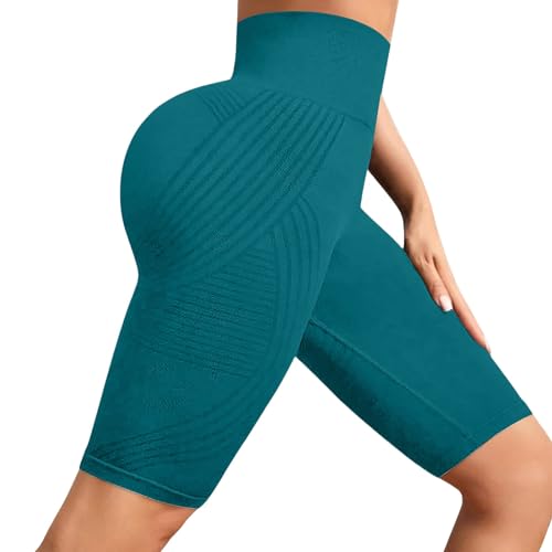 Lanunlly Leggins 3D Anticelulitico Corto Leggings Anticelulitis Push Up Antirozaduras fit Celulitis Compresión 3D Mallas Cortas Cintura Alta sin Costuras para Yoga Fitness