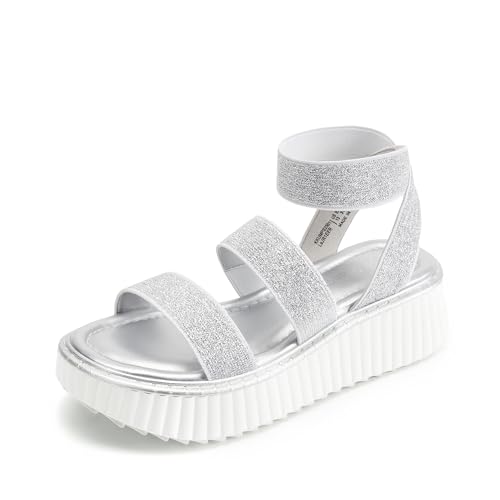 Image of DREAM PAIRS Girls Flatform Wedge Open Toe Platform Summer Sandals with Buckle Ankle Strap for Little Kid /Big Kid