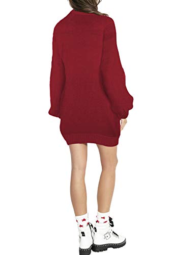 Sovoyontee Women's Cute Ugly Christmas Oversized Sweater Dress with Pockets, Tribal Pattern - Image 4