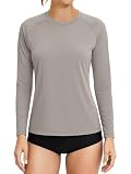 KINGFEN Women UPF 50+ Sun Protection Hiking Clothing Cozy Pastel Pullover Loose Long Sleeve Swim Athletic Shirt Women UV Protection Outdoor Activities Shirt Workout Clothes Light Grey Large