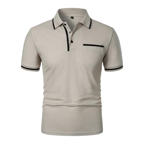 Ymosrh Mens Summer Collar Shirts - Casual Short Sleeve Athletic Golf Polo T-Shirts Classic Dress Shirts Short Tshirt Man Clothes Fashion Dress Shirt Clothing (XL - Light Gray)