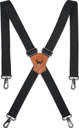WELKINLAND 1.5-Inch Black Suspenders for Men, Heavy Duty Work Belt Loop With Sturdy Jeans Hooks
