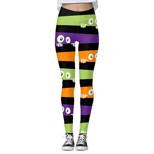 Halloween Leggings for Women High Waisted Casual Comfort Halloween Printed Leggings Workout Sport Trousers Pants Patterned Legging Plus Size Stretch Slim Fit Yoga Legging Black - Image 3