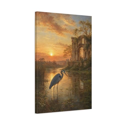 Tableau paysage ruine romantique grand format vertical pour deco murale