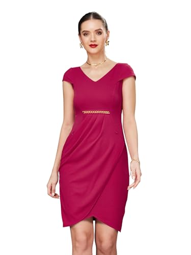 Image of Miss Chase Women's Comfortable Round Neck Sleeveless Striped Midi Bodycon Dress with Zipper