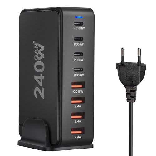 OnlyTech Caricabatterie Da Scrivania 500W Con 8 Porte USB 6 USB-C 100W E 65W E 2 USB-A 20W GAN3 - 2