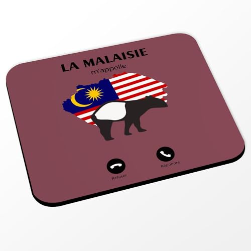Tapis de Souris Rouge - La Malaisie m'appelle Drapeau Tapir Animaux - (Dimensions 24 x 20 cm)