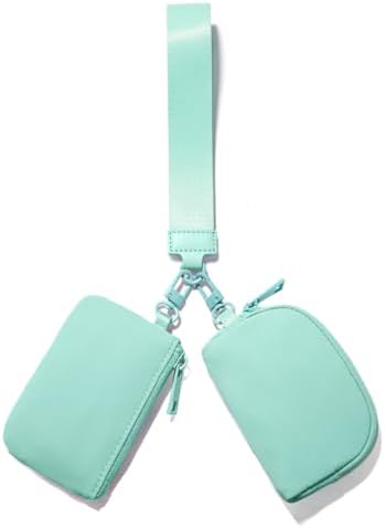 Viverte Mini Zip Around Wristlet Wallets for Women Small Portable Keychain Wallet Dual Pouch Wristlet Preppy Things, Light Green, Jundong002-06