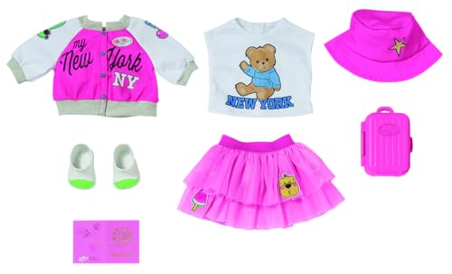 Baby Born Conjunto de Viaje con Vestido, Zapatos y Accesorios para muñecas de 43 cm