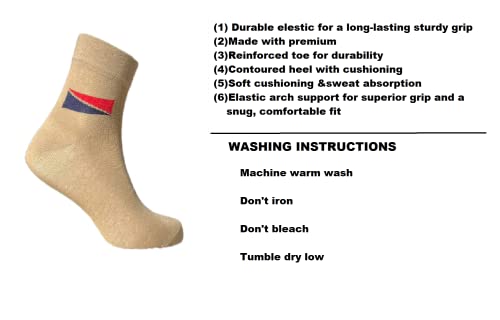 Image of Police Khaki Uniform Socks For Men Women Ankle Length Comed Cotton Organic Trekking Durable Comfort Seamless Breathable Combo Free Size Pair Of 4