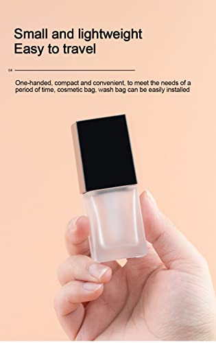 2 Pack 30ml/1oz Empty Frosted Glass Foundation Bottle, Travel Refillable Square Lotion Pump Bottles for Essential Oils Liquid Body Cream Cosmetic Samples Vials4