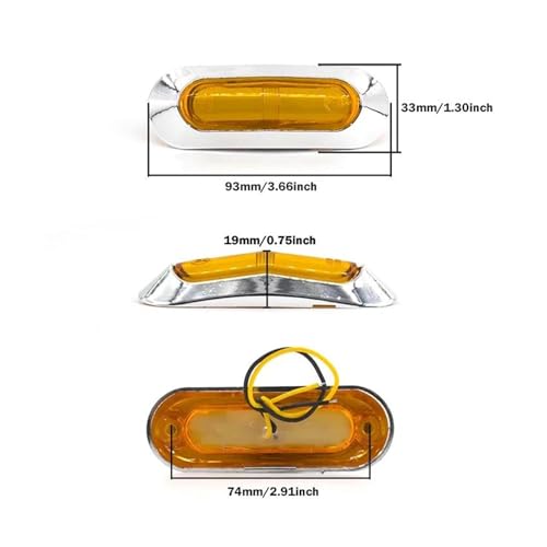 Feu de position latéral LED jaune 12V 24V étanche pour remorque et camion - 2