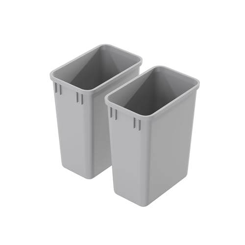 Image of Dowell 2 Pack Wastebasket Trash Can Container, Plastic Garbage Bin, Stackable, for Kitchen, Office, Home & Commercial Use, Fits Under Sink /Desk - Grey (2, 35 QT)