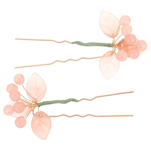 TOVINANNA 2pezzi Forcine Forma Di u in Classico Di Forcine Antiche Accessori Per Capelli Cinesi Per Chignon Copricapo Tradizionale Rosa Tenue Leggero Per Uso Quotidiano e Occasioni Speciali