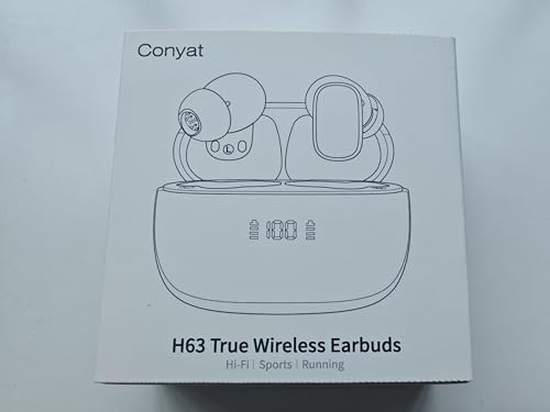 Conyat-Auriculares-Inalambricos-Auriculares-Bluetooth-53-HiFi-Estereo-con-HD-Mic-40Horas-Cascos-Inalambrico-LED-Pantalla-IPX7-Impermeable-Color-de-Pistola-Blanco