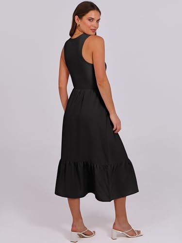 ANRABESS Women Midi Dresses 2025 Summer Casual Sleeveless Sundress High Neck Tank Top Racerback Flowy Beach Dress ＆ Pockets3