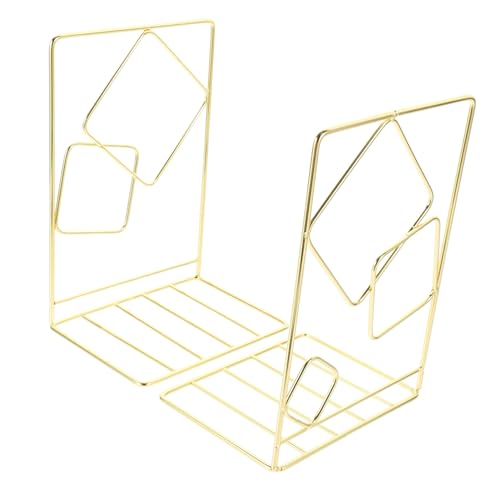 CVUTOVO 2個 メタル製多機能ブックエンド 滑り止め付き ブックサポート 家 オフィス 書斎用 装飾的な幾何学デザイン 書籍整理に