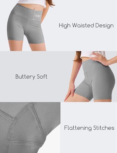 Image of 3 Pack Girls 4'' High Waisted Biker Shorts, Athletic Yoga Shorts | Easy to change & wash, Machine Washable, Buttery Soft Stretchy Fabric, Squat Proof, Non-See-Through, Size Kids & Teens