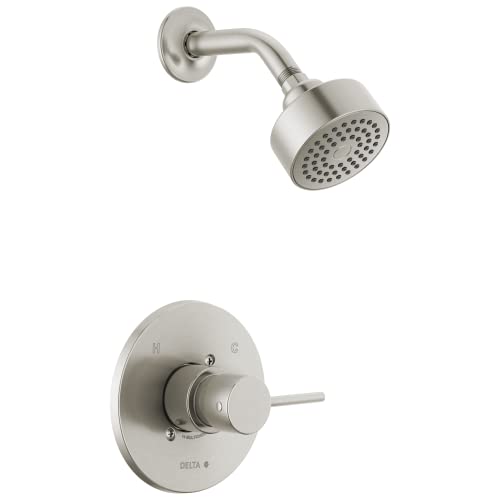 Image of Delta Modern 14 Series Shower Faucet Set, Brushed Nickel Shower Head and Handle Set, Valve Trim Kit, Stainless T14259-SS-PP (Valve Not Included)