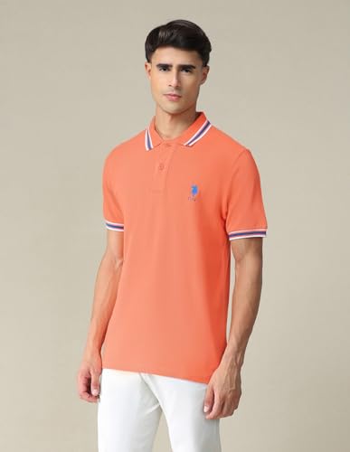 Image of U.S. Polo ASSN. Solid Slim Fit Polo T Shirts for Men - 100% Cotton, Half Sleeves Mens Tshirt