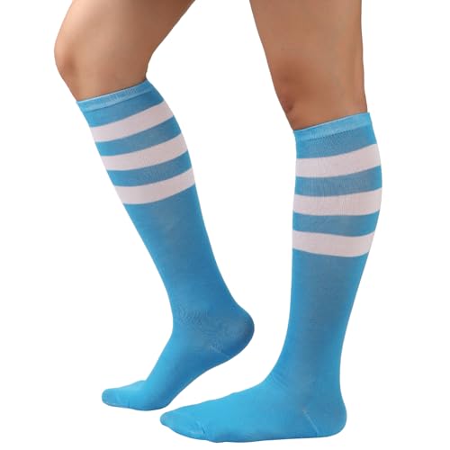 Image of DRESHOW 3 Pairs Cotton Knee High Socks for Women Solid Knit Knee Long Stocking Leg Warmer All Season Gift