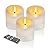 TECHLONG Outdoor Waterproof Flameless Candles with Timer, Remote Control Battery Operated Candles Flickering Last 600 Hours, 3"x3" Realistic Electric Fake LED Candles, Ivory Plastic, Set of 3