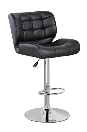 eurosports PU Bar Stool ES-5082-BK Height Adjustable Bar Stool, Black
