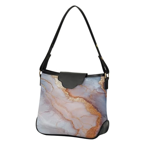 Sac à bandoulière tendance marbre et or rose chic avec sangle amovible