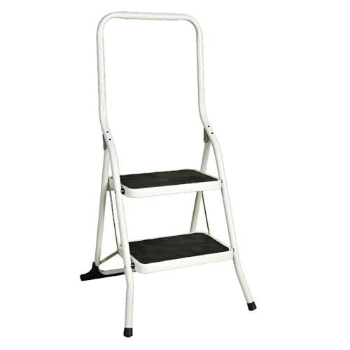 FACILITYS - Escabeau 2 Marches, Pliable en Acier Solide & Stable - Marche Pied Pliable, Charge 150 kg - Plateforme de Travail, 2ème Hauteur 46 cm - Surface Antidérapante & Confortable 38,5 x 26,3 cm