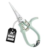 Modern Sprout Pruning Shears - Herb Snipping Scissors- Lightweight Gardening Tools W/Easy Lock - Flower Cutter Garden Shears - Carbon Steel Blade + Reusable Holster (Green, 1-Pack)