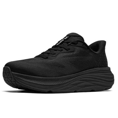 Vilanva Men's Walking Shoes Cushioned Running Tennis Sneakers for Gym Workout Work and Everyday Wear Black Size 8