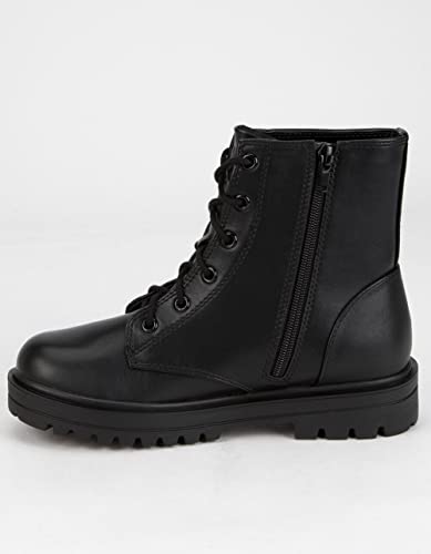 Soda Firm-IIS Girls Lace Up Side Zipper Vegan Leather Combat Boots (Black, numeric_3)2