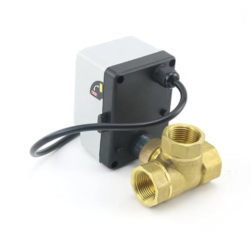 Válvula de bola motorizada de latón con actuador eléctrico de 3 vías y 3 cables 4