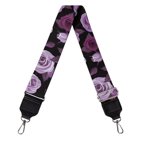 Image of TODIYADDU Purple Rose Wide Fashion Crossbody Purse Strap Guitar Purse Strap Crossbody Suitable for Valentine's Day Crossbody Handbag Tote Canvas Bag