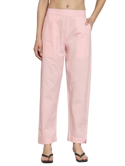 ream Solid Cotton Fabric Women Casual Wear Pant-picture-5