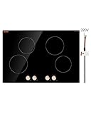 VEVOR Induction Cooktop, 6600W Electric Countertop Burner, 4 Burner Knob Control Stove, Built-in Induction Cooktop with 12 Temperature Settings, Glass Surface, Auto Shut-Off