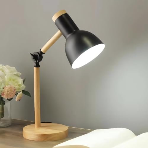 Luminária de Mesa Retrátil com Base de Madeira | Design Moderno, ...