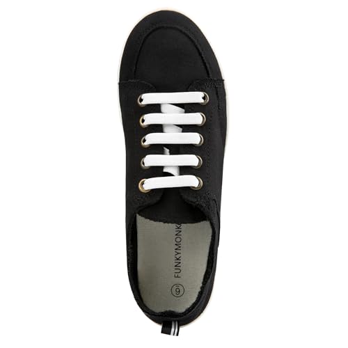 Image of FUNKYMONKEY Slip-On Canvas Sneakers for Women, Comfortable Lightweight Lace-Up Flat Casual Tennis Shoes Breathable Walking Shoes for Everyday Wear
