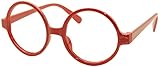 FancyG® Retro Geek Nerd Style Round Shape Glass Frame NO LENSES - Red