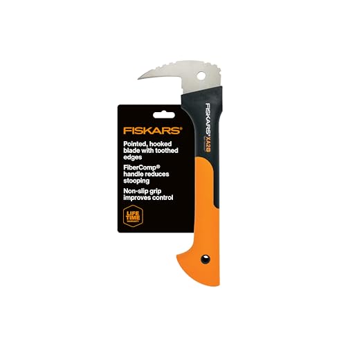 Fiskars 12" Hookaroon - Non-Slip Grip Handle with Pointed, Angled Blade - Landscaping Tool for Rotating, Dragging, Stacking Logs - Black/Orange