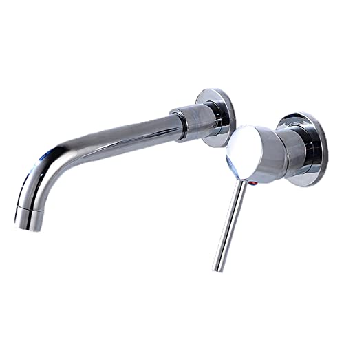 Wall Mounted Faucet Bathroom Sink,Brass Single Handle Mount,with 360° Swivel Spout Basin Mixer Tap,Chrome Plating