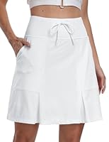 MoFiz Tennisrock Damen Hohe Taille Tennis Skort Damen mit Hose drunterStretch Golfrock Sportrock Outdoorrock Knielang Sportrock Weiß S