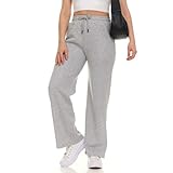 MODERN BASICS Wide Leg Sweatpants Women – High Waisted Comfy Fleece Baggy Womens Sweatpants, Casual Loose Women Lounge Pants Grey