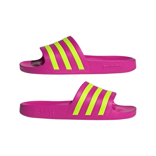 adidas Women's Adilette Aqua Slide Sandal, Shock Pink/Solar Slime/Shock Pink, 94