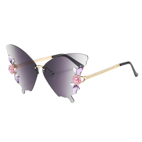 Lunettes de soleil Butterfly Silhouette - Lunettes de soleil papillon sans monture pour femmes, lunettes de couleur fantaisie | Lunettes d'été pour femmes en...