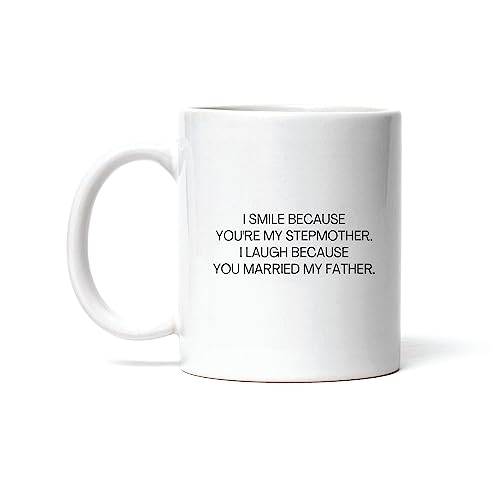 Taza Regalo Divertido Para La Madrastra En El Día De La Madre: Mamá Del Alma, Sonrío Porque Eres Mi Madrastra. Coffee Mug Personalizada Tazas De Café Cerámica Para Hogar Regalo Desayuno 330Ml