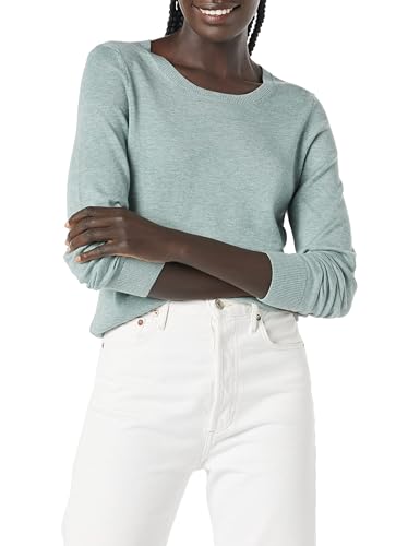Amazon Essentials Damen Leichter, Langärmeliger Pullover Mit Rundhalsausschnitt (Erhältlich in Übergröße), Salbeigrün Meliert, M Amazon Essentials Damen Leichter, Langärmeliger Pullover Mit Rundhalsausschnitt (Erhältlich in Übergröße), Salbeigrün Meliert, M