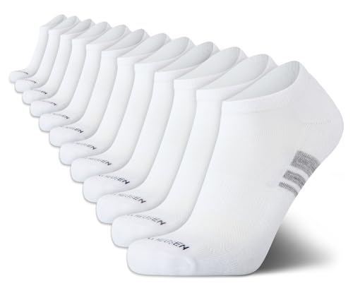 Van Heusen Mens Low Cut Socks - 12 Pack Moisture Wicking Cushioned Athletic No Show Socks for Men, Size 6-12.5, All White