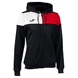 Joma Crew V Veste à Capuche, Noir/Rouge/Blanc, L Femme